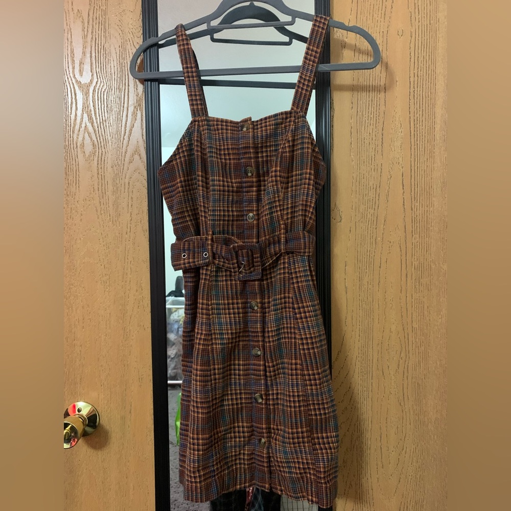 PLAID BELTED AMERICAN EAGLE MINIDRESS